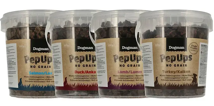 Dogman Pep Ups Spannmålsfritt Hundgodis 500g | Beställ online
