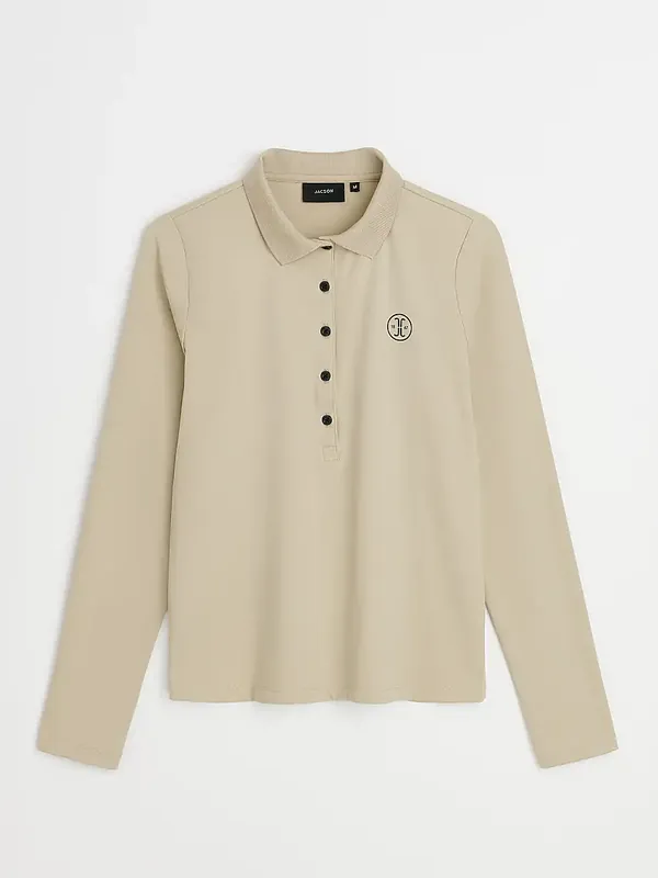 Ylva Långärmad Piké Beige-590004 - Extra bra pris