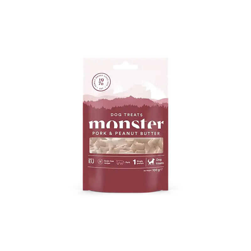 Hundgodis Monster Dog Baked Treats Pork & Peanut 100 g - Nyinkommet