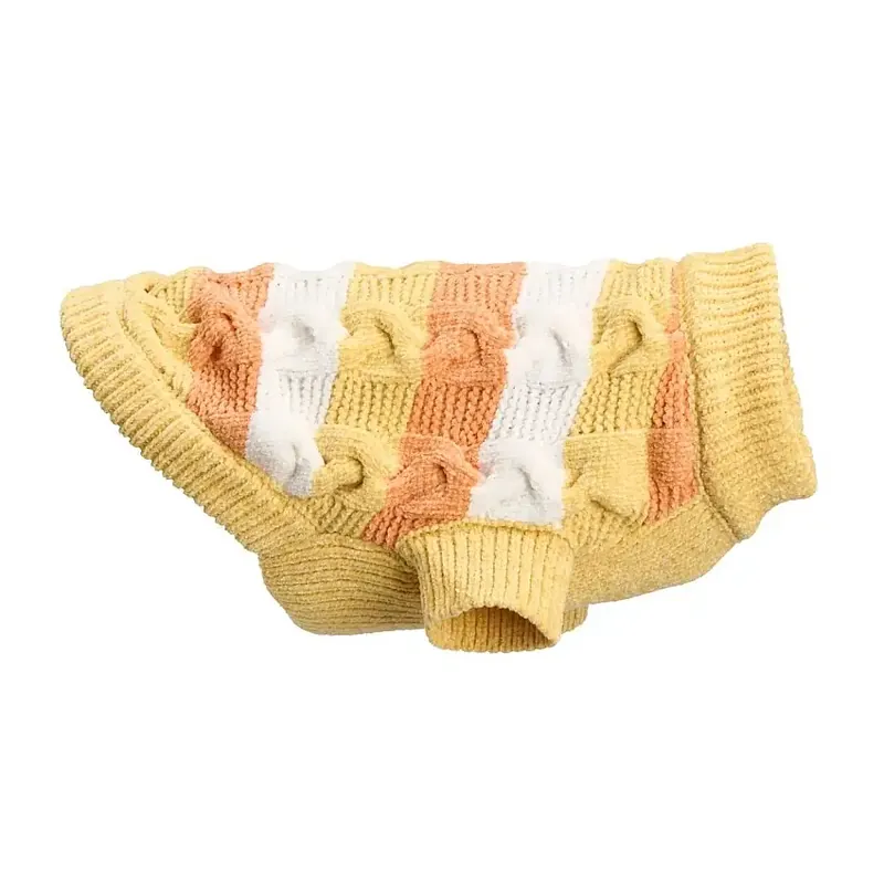 Beställ direkt - Little&Bigger Chenille Hundtröja Randig Gul/Orange