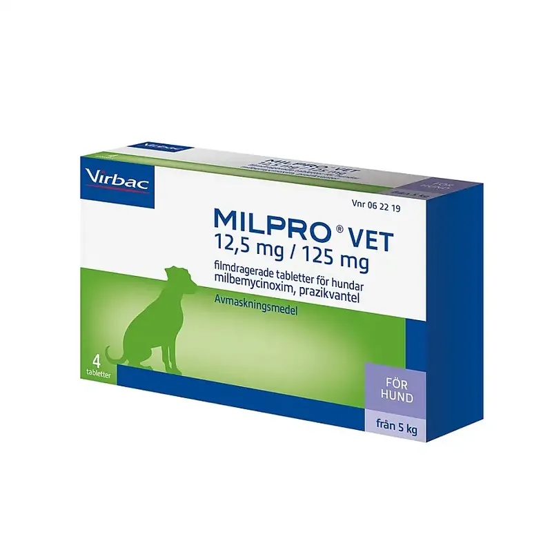 Milpro vet 12,5mg/125mg filmdragerade tabletter för hundar 4 st - Skynda dig