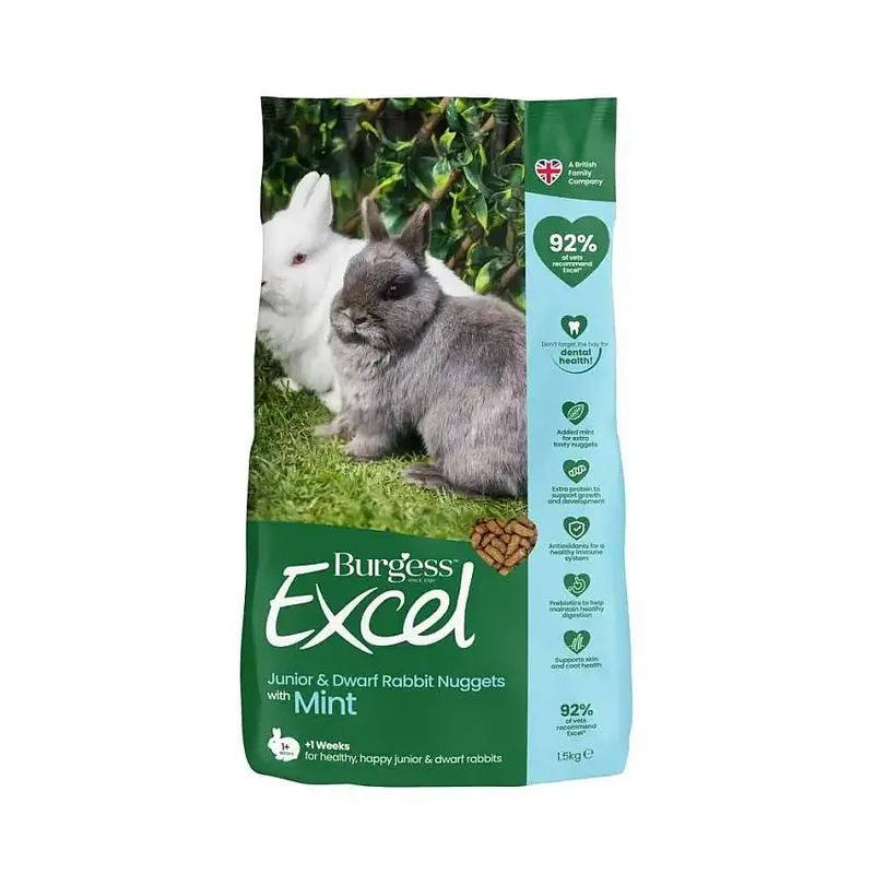 Burgess Excel Junior & Dwarf Rabbit Nugget with Mint - Passa på