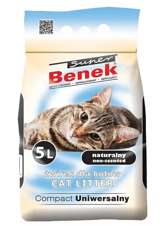 BENEK Super Benek kattströ Universal kompakt vit och himmelsblå 5 liter | Snabb frakt