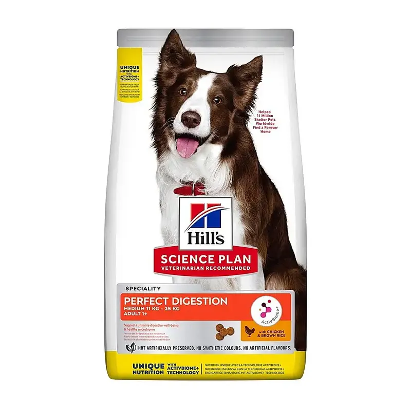 Finns i lager - Hill’s Science Plan Dog Adult 1+ Medium Perfect Digestion Chicken & Brown Rice 14 kg