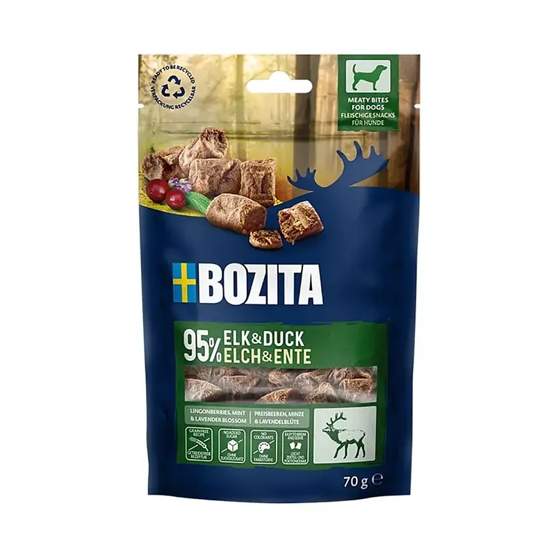 Smidig beställning - Bozita Meaty Bites Hundgodis Älg & Anka 70g