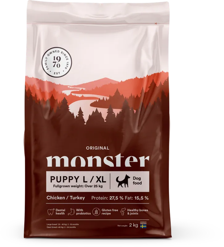 Handla online | Monster Dog Orig. Puppy L/XL Chick/Turkey 2kg