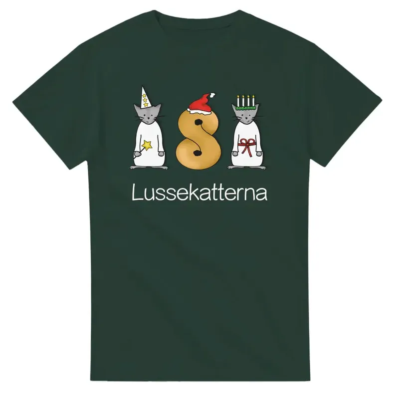 Supercat T shirt med tryck Lussekatterna Mörkgrön – Small - Nytt i webbutiken