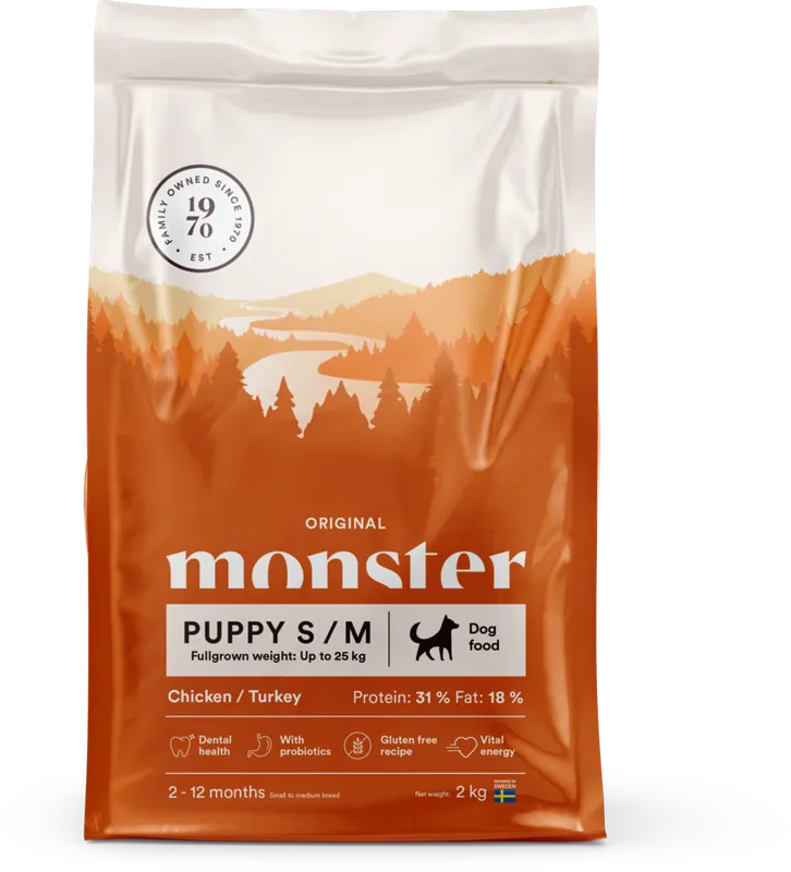 Skynda dig | Monster Dog Orig. Puppy S/M Chick/Turkey 2kg