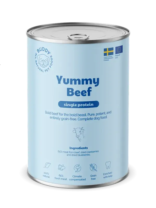 Buddy Dog Yummy Beef 6×400 g - Ny produkt