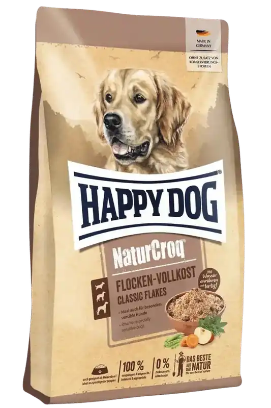 Finns att beställa | Happy Dog Flocken Vollkost 1,5 kg för hundar