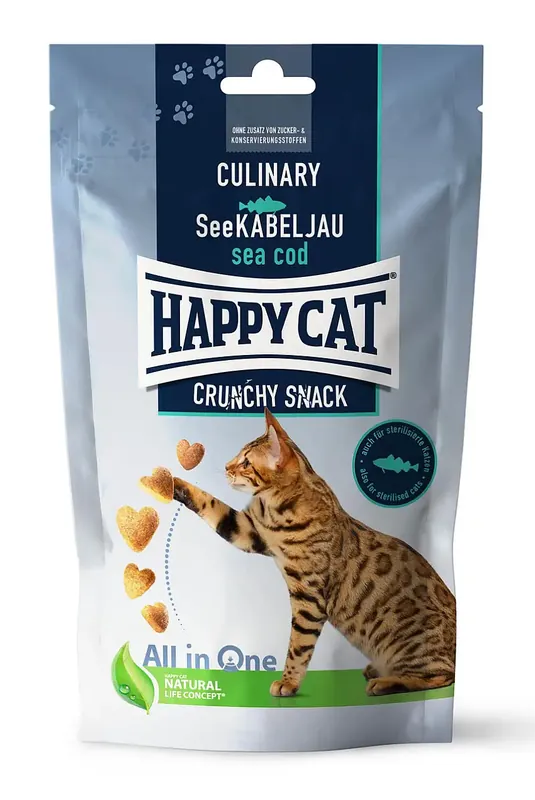 Snabb leverans - Crunchy Snack Torsk & Ärtor Kattgodis – 100 g