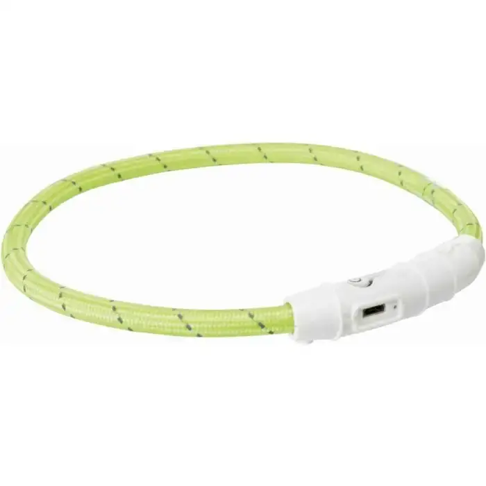 Flash Light Ring USB Grön. Blinkande halsband med reflex | Nytt lägre pris