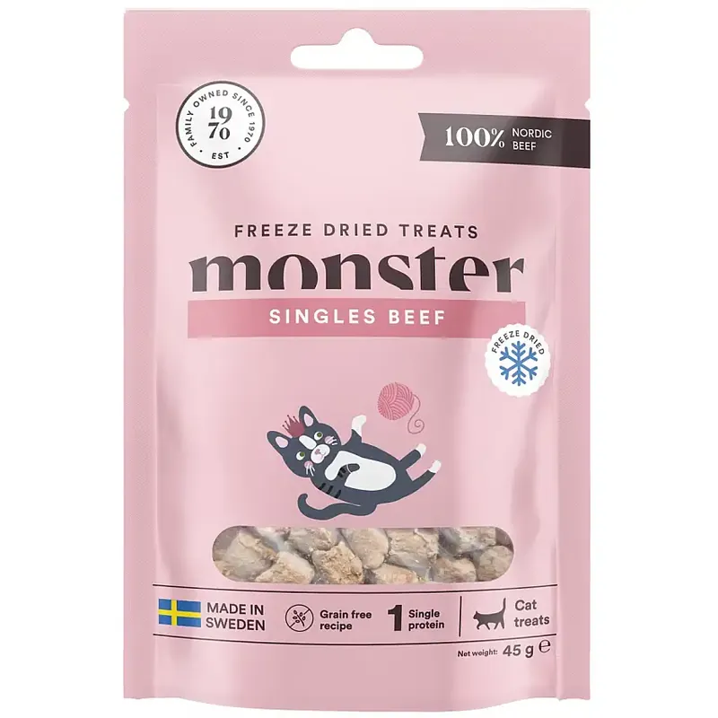 Precis tillagt | Monster Cat Treats Freeze Dried Singles Beef 45g