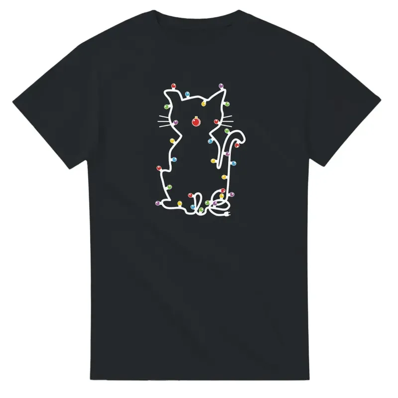 Klar att skickas | Supercat T shirt med tryck Kittylights svart – XL