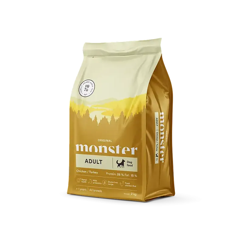 Hög kvalitet - Monster Dog Original Adult All Breed Chicken & Turkey 2 kg