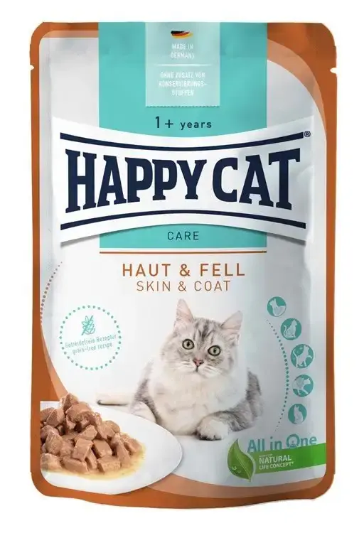 Happy Cat Meat in Sauce Care Skin & Coat – 85 g - Premium