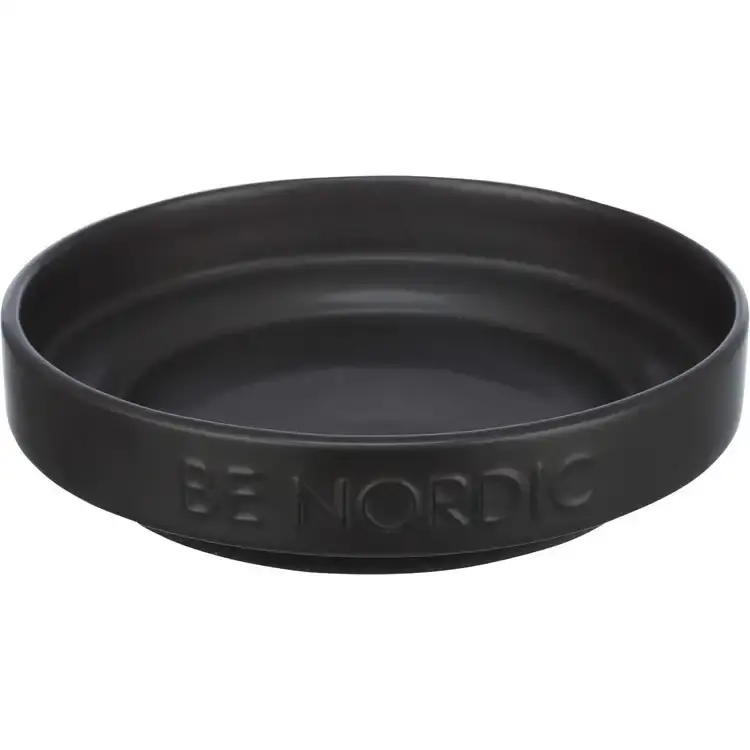 BE NORDIC kattskål, låg, keramik/gummi, 0,3 l/ø 16 cm, svart - Utförsäljning