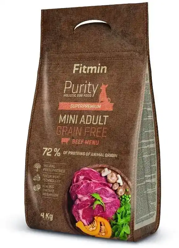 Premiumkvalitet - FITMIN Dog Purity Grain free Adult Mini nötkött 4 kg