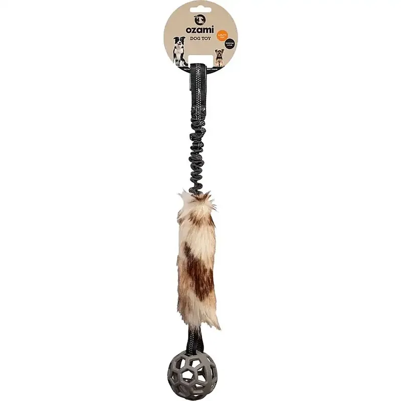 Ozami Play-N-Tug Faux Fur Kampleksak med Boll 65cm | Enkel beställning