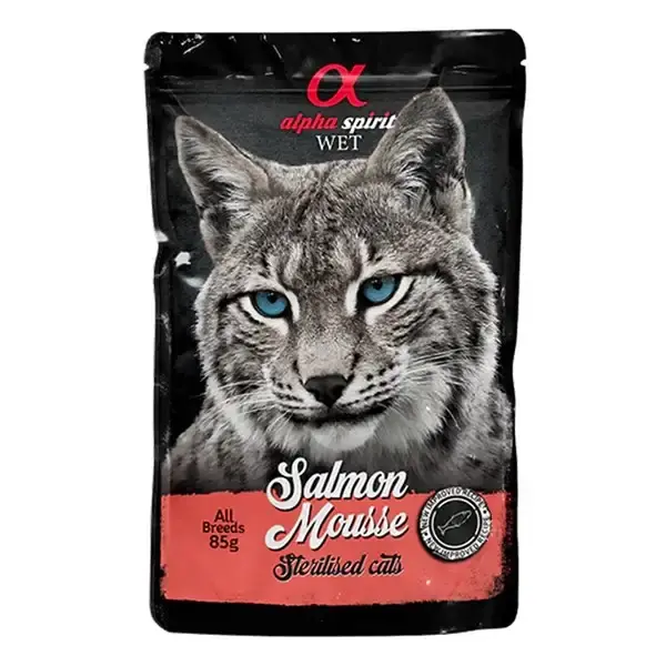 Alpha Spirit Cat Pouch Salmon Sterilized Mousse 85g | Bra pris just nu