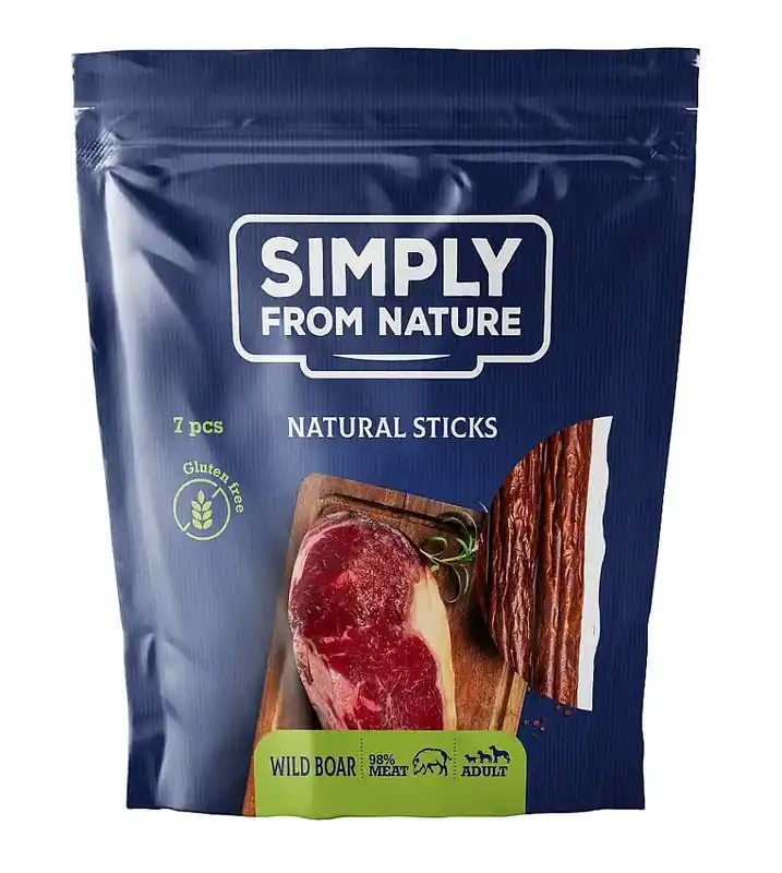 Nytt lägre pris | SIMPLY FROM Nature Naturpinnar med vildsvin naturliga cigarrer med vildsvinskött 7 stycken