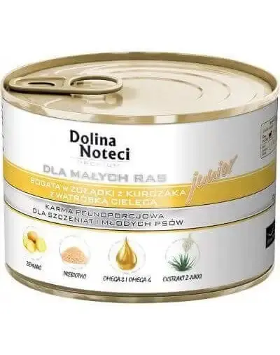 DOLINA NOTECI Premium Junior kycklingmagar och kalvlever små raser 185 g x 10 bitar | Skaffa nu