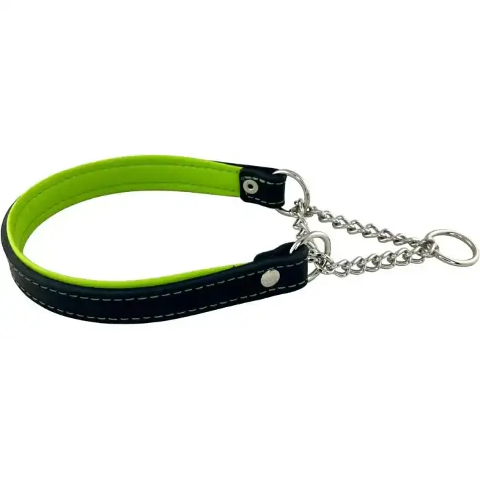 Alac Läderhalvstryp Lime – Dekorsytt halsband med kedja - Rabatt