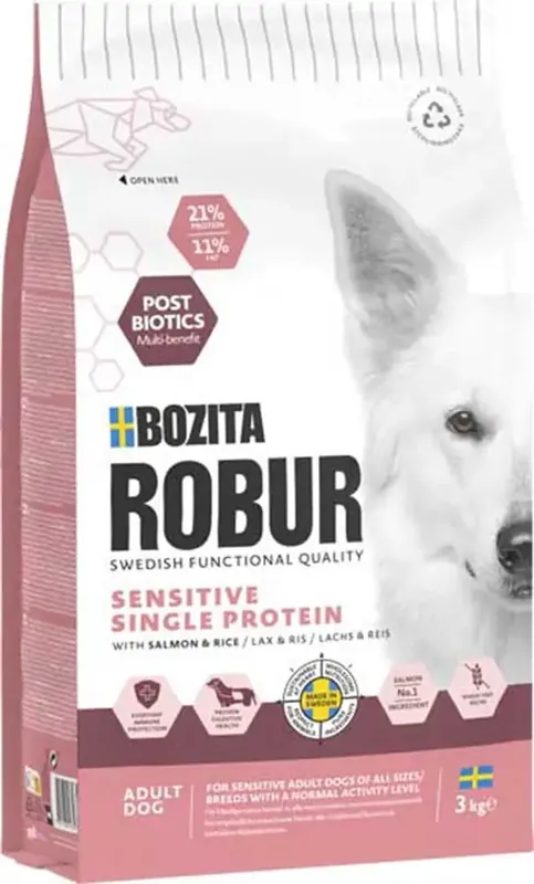 Bozita Robur Adult Sensitive Single Protein Salmon 3 kg | Precis lanserat