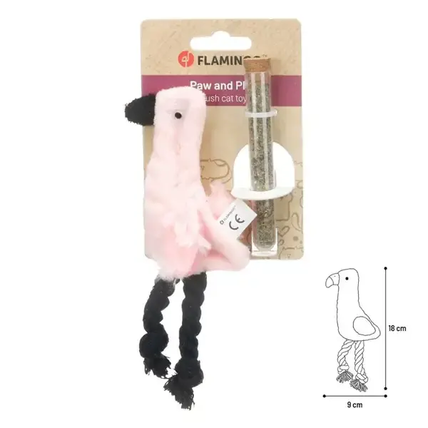 Flamingo Tucca för kattmynta rosa 18cm med refill - Expressfrakt