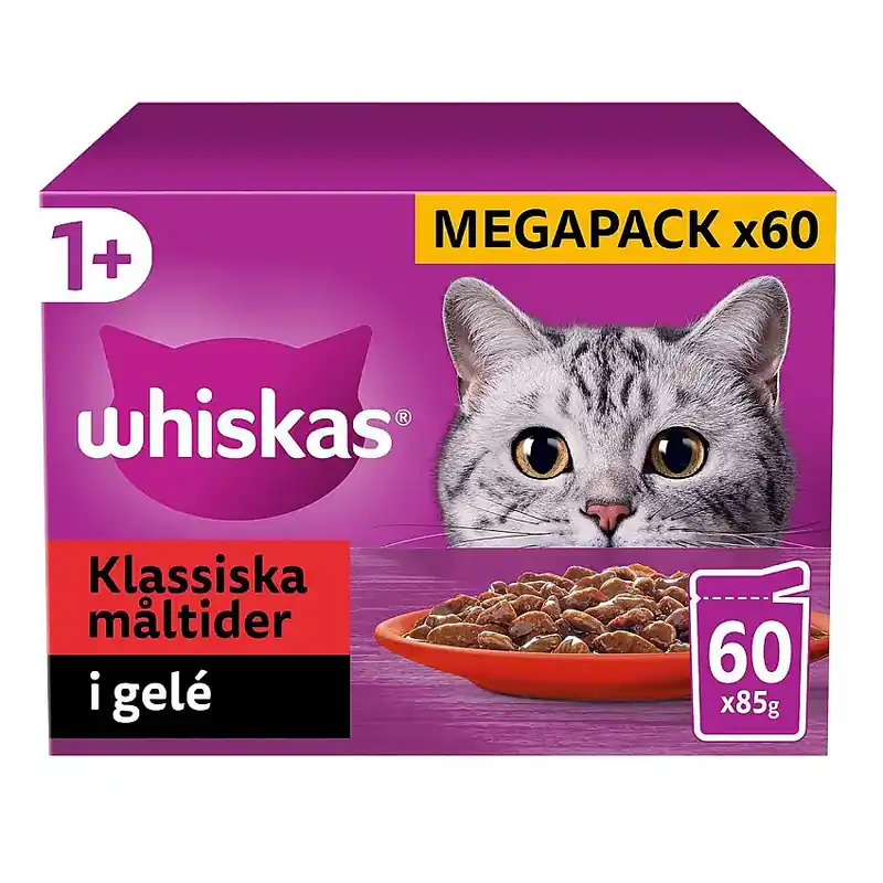 Ny produkt - Whiskas Klassiska Måltider i Gelé 60×85 g