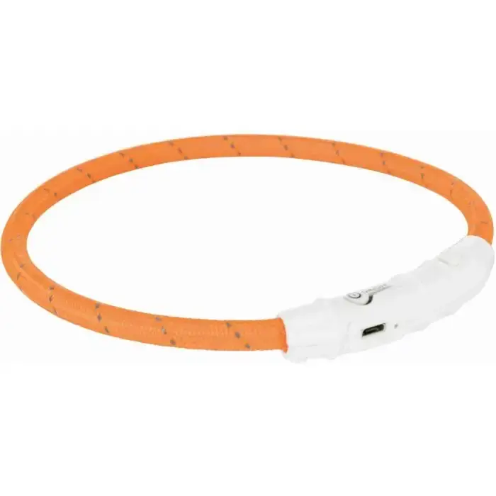 Flash Light Ring USB Orange Blinkande halsband med reflex. | Reapris