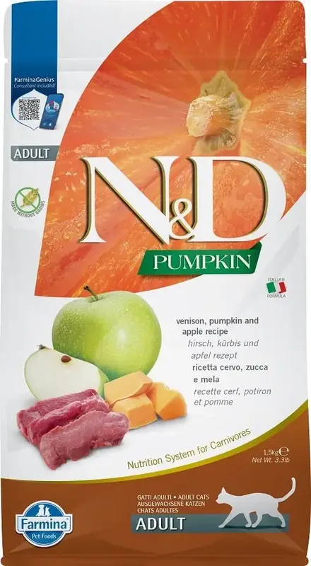 FARMINA N&D Pumpkin Venison & Apple Adult Cat 1,5 kg - Efterfrågad
