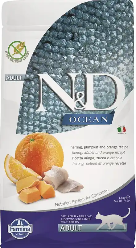 FARMINA N&D Ocean Cat Torsk, spelt, havre & apelsin Adult 1,5 kg - Snart slut