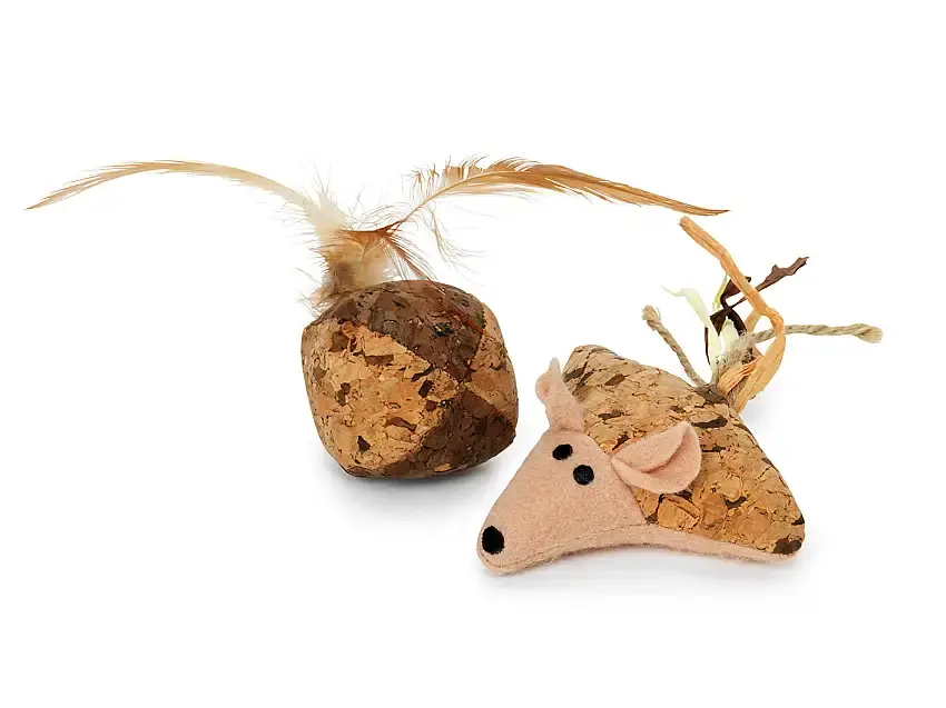 Beställ nu | Kattleksak Natural Mus och Boll Brun-331379