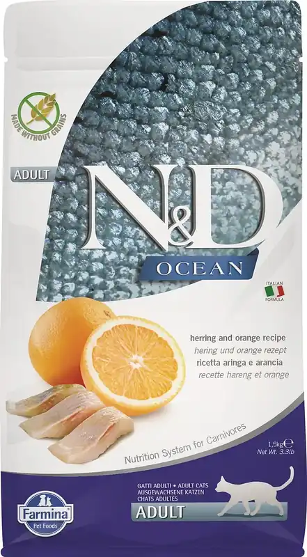 Bara denna vecka - FARMINA N&D Ocean Sill & Apelsin Adult Cat 1,5 kg