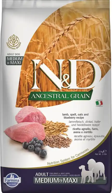 FARMINA N&D Lamm, spelt, havre & blåbär Adult Medium Maxi 2,5 kg | Sista dagarna