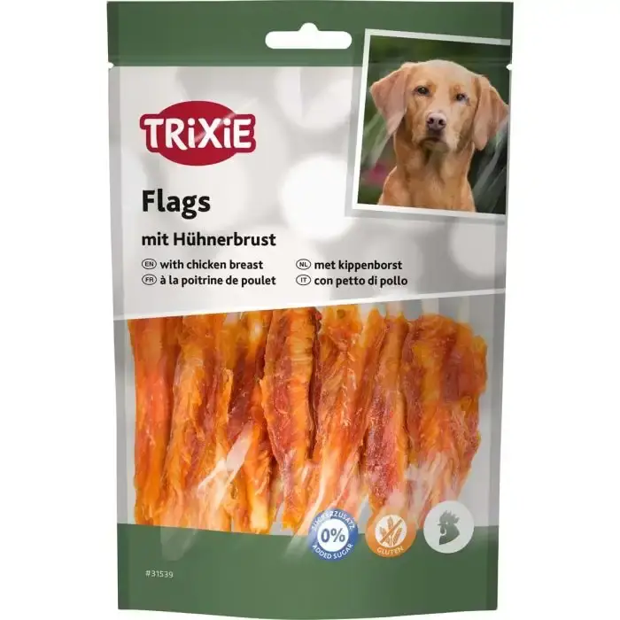Trixie Premio ChickenFlag – Tuggpinnar av vit råhud med torkat kycklingbröst | Expressleverans