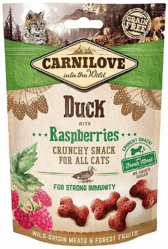 Sista dagarna - CARNILOVE Crunchy Snack Crunchy Duck med hallon 50 g