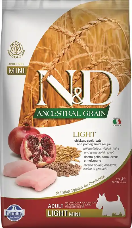 Extra bra pris - FARMINA N&D Ancestral Grain dog light kyckling, spelt, havre och oragne 2,5 kg