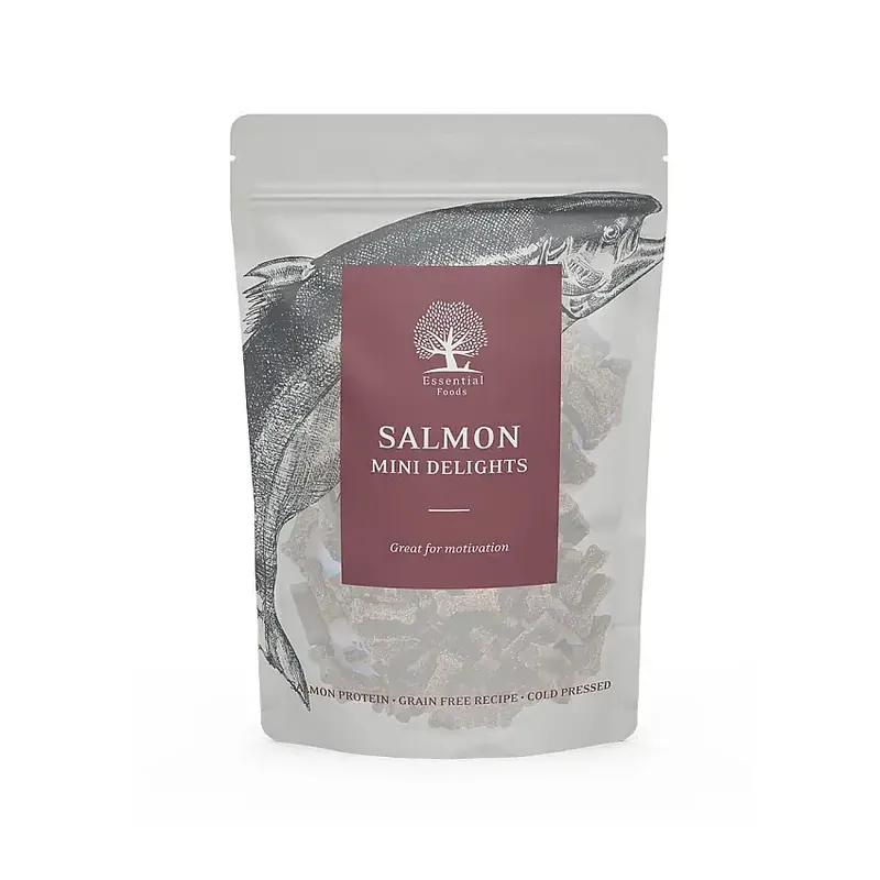 Efterfrågad - Essential Foods Salmon Mini Delights Hundgodis 100 g