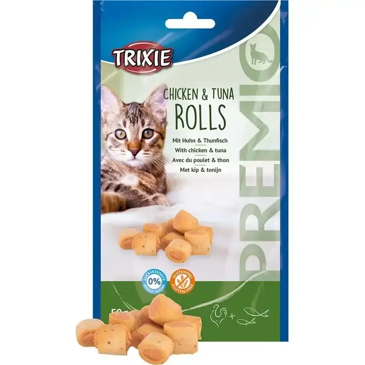 Passa på nu - Premio Cat Chicken & Tuna Rolls, 50 g