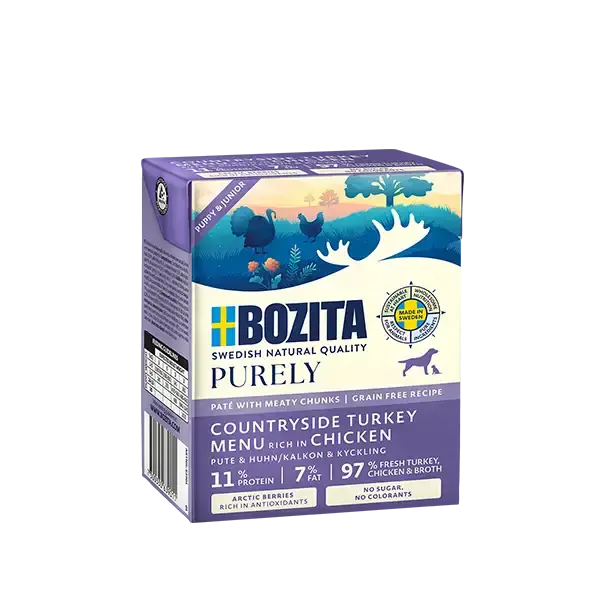 Endast ett fåtal kvar | Bozita Dog Purely Pate Puppy & Junior Turkey 6×370 g