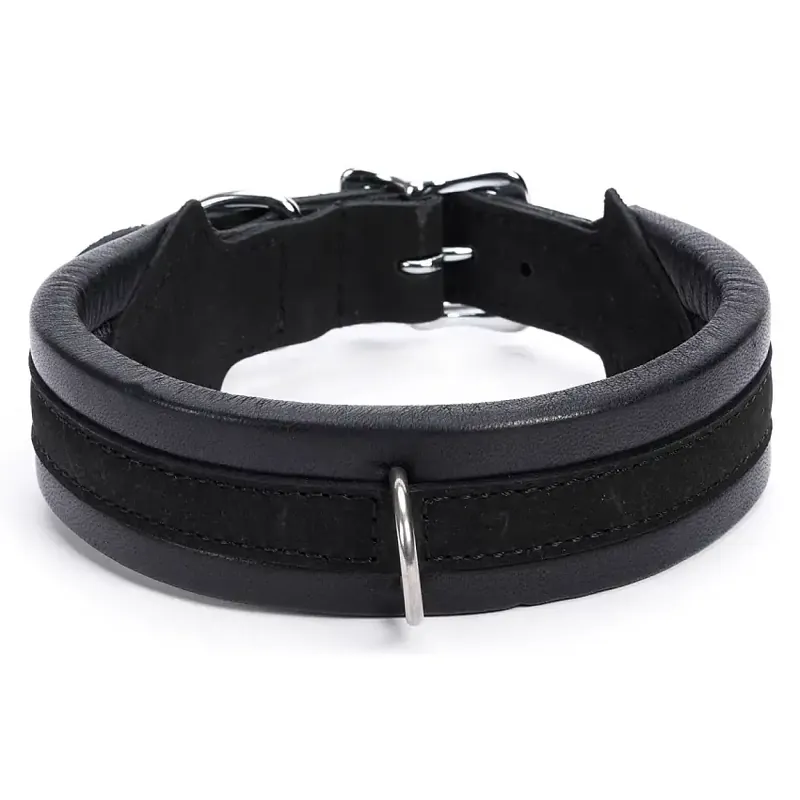 Handla nu | Globus Läderhalsband Jade, mjukfodrat svart