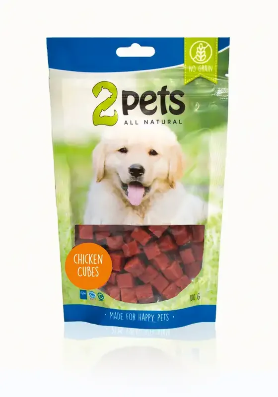 2pets Dogsnack Chicken Cubes, 100 g - Tidsbegränsat erbjudande