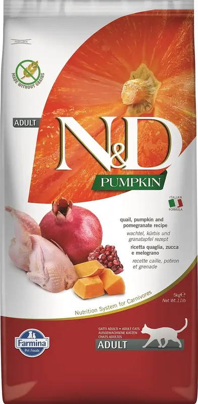 Ny lansering - FARMINA N&D Pumpkin Quail, Pumpkin & Pomegranate för kastrerade katter Adult 5 kg