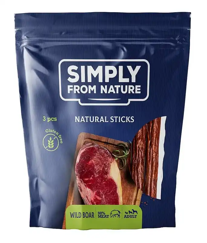 SIMPLY FROM Nature Naturpinnar med vildsvin naturliga cigarrer med vildsvinskött 3 stycken - Nytt lägre pris