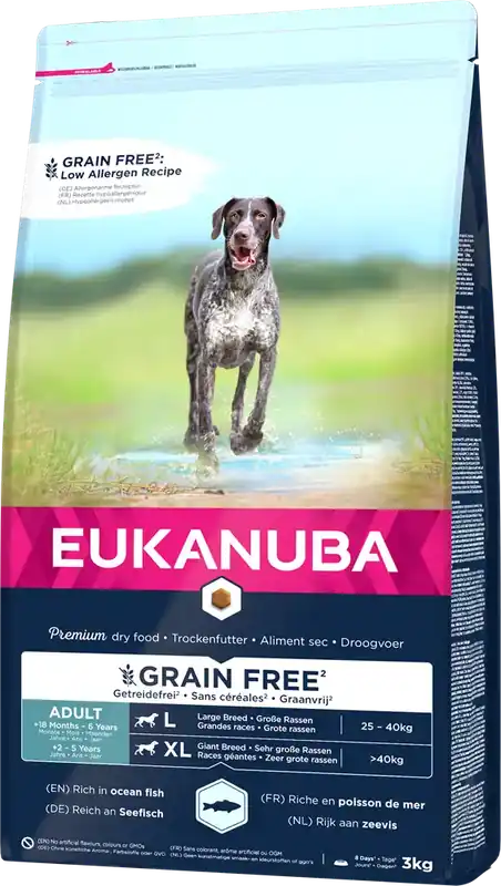 Eukanuba Dog Grain Free Adult Large Ocean Fish 3 kg | Mycket efterfrågad