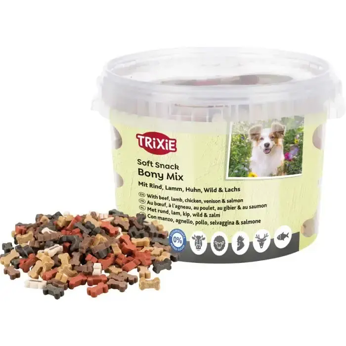 Nästan slut | Soft Snack Bony Mix XXL 1,8 kg – Snackben med kyckling, lamm, oxkött och viltkött
