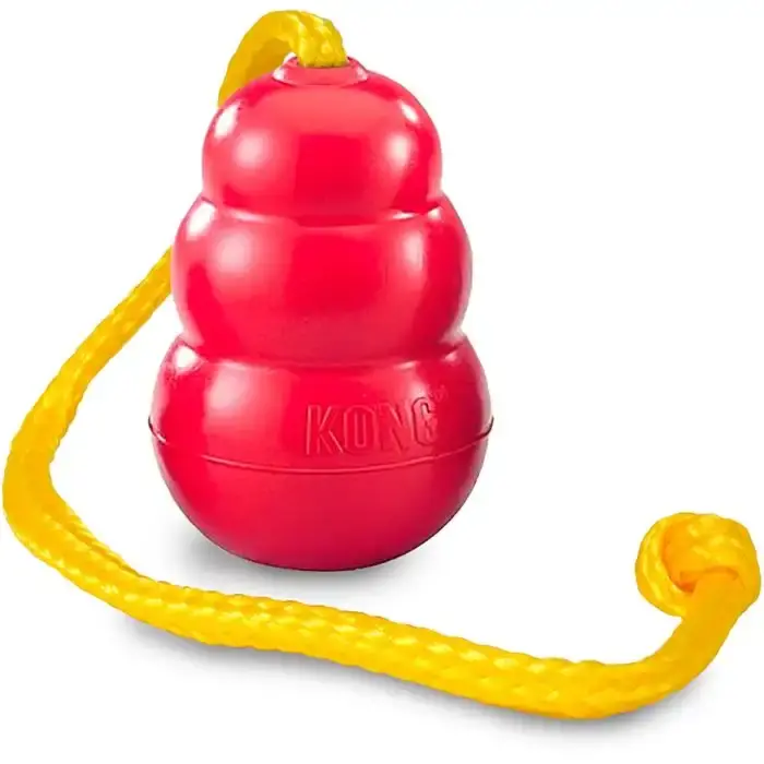 Begränsat antal | Kong Classic with Rope – Klassisk Kong leksak med rep för apportträning