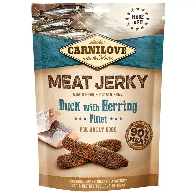 Beställ idag | Carnilove Meat Jerky Anka & Sill 100g